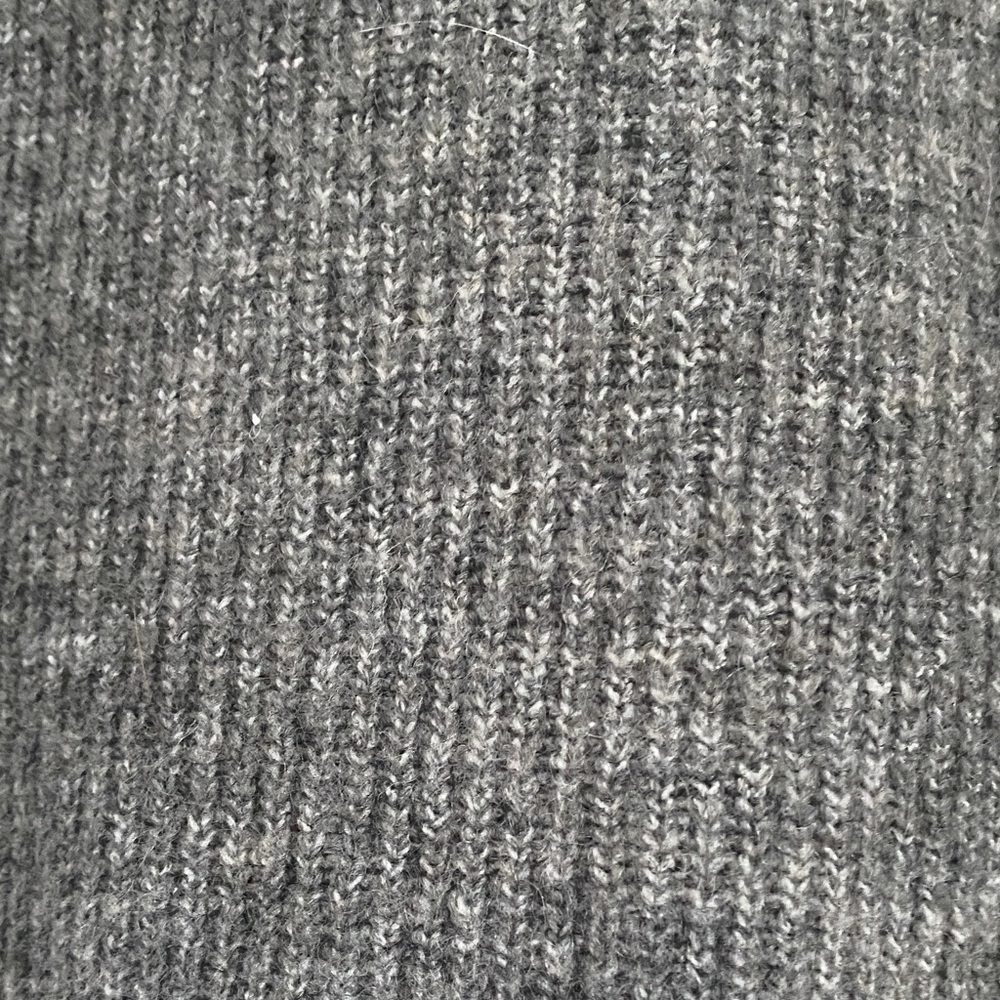 H&M Gray Marled Ruffle Cardigan Ribbed Button Front Soft Cozy S - Picture 6 of 9